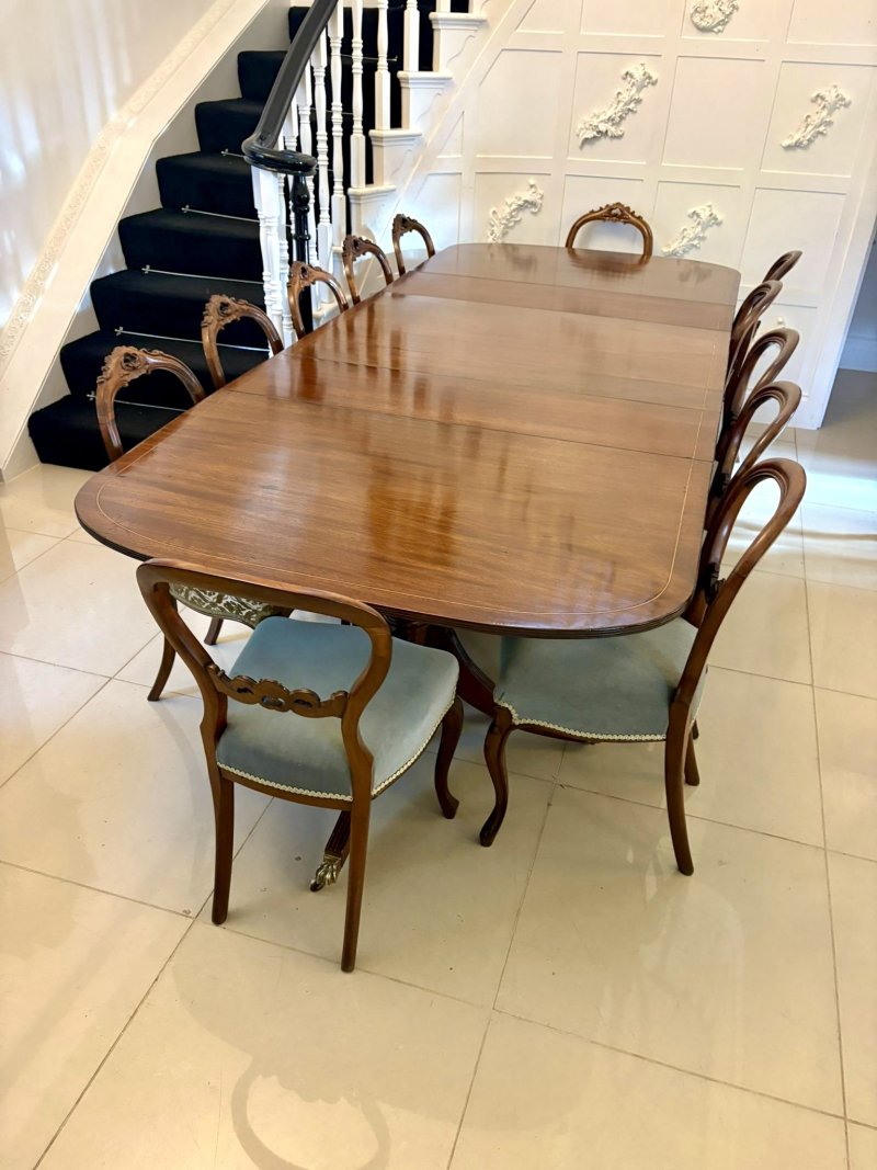 Quality Antique Edwardian 12 Seater Triple-Pedestal Dining Table